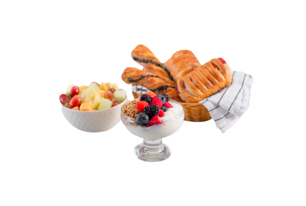 Duo viennoiserie et coupe de fruits ou yogourt